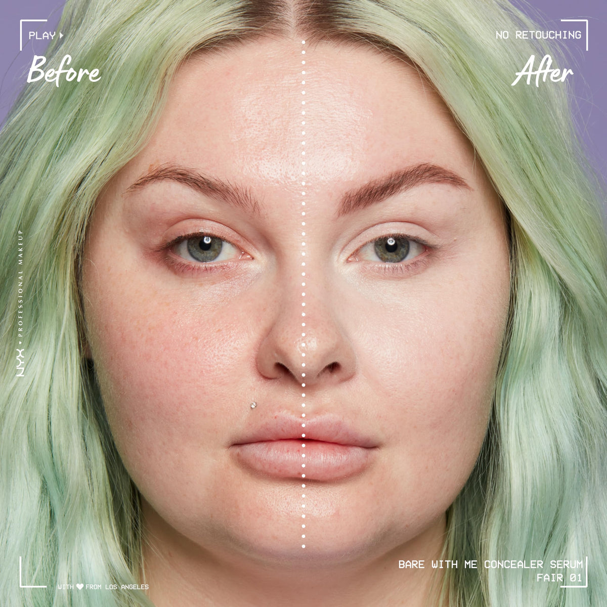 NYX PROFESSIONAL MAKEUP applying concealer under eye with brush demonstrating smooth coverage benefit