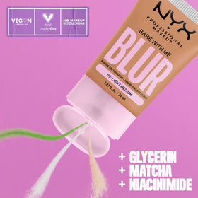 NYX Bare With Me dispensing a drop from the bottle, demonstrating easy application