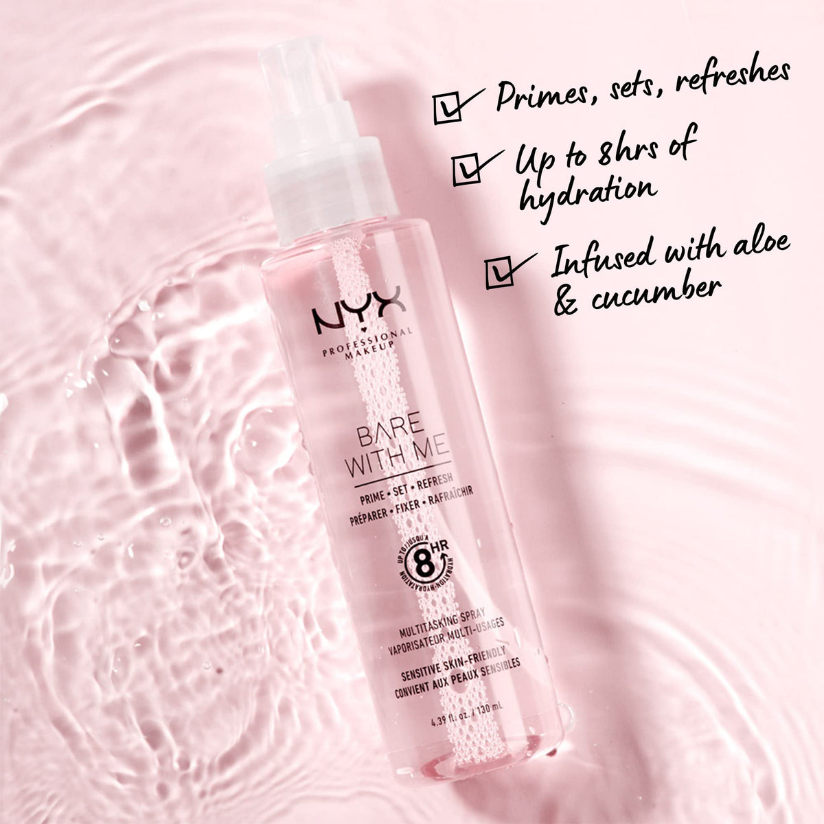 NYX Bare With Me fine-mist close-up highlighting even spray and hydration