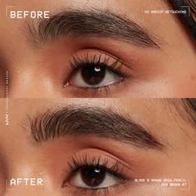 NYX PROFESSIONAL MAKEUP pencil strokes on skin showing natural-looking feathered brow effect