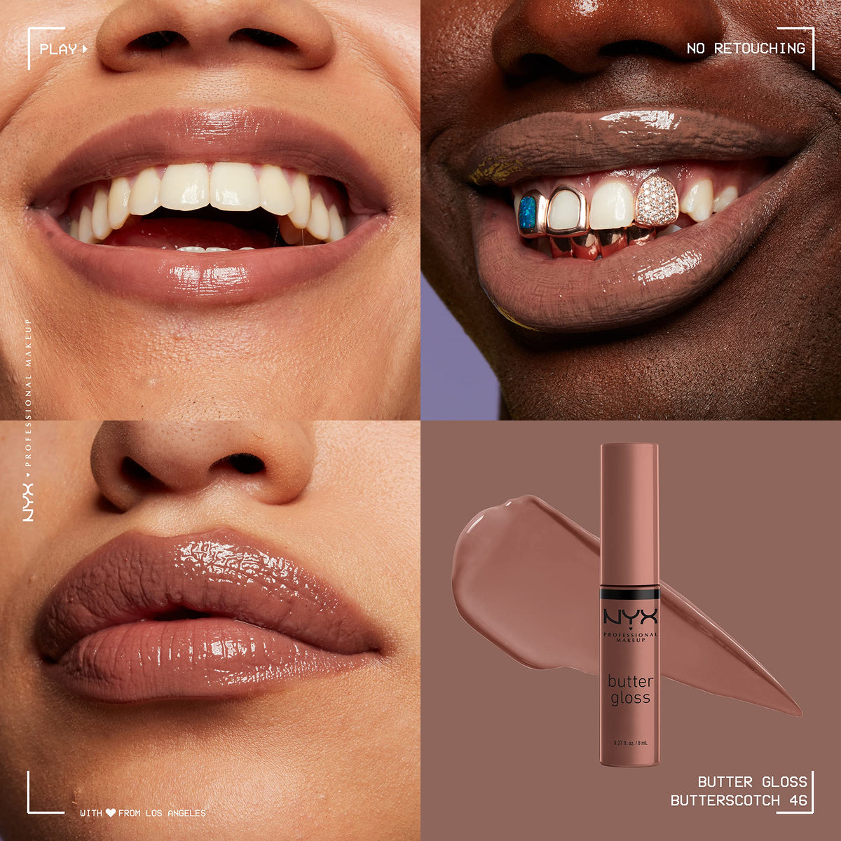 NYX Professional Makeup gloss applicator close-up highlights smooth wand for precise application