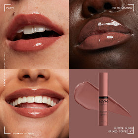 NYX Professional Makeup model wearing gloss demonstrates wearable color and natural shine
