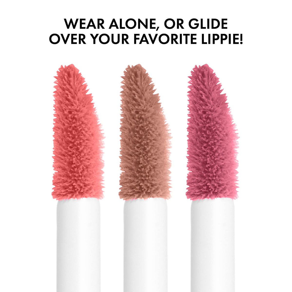 NYX PROFESSIONAL MAKEUP lip gloss texture closeup highlighting silky, non-sticky finish