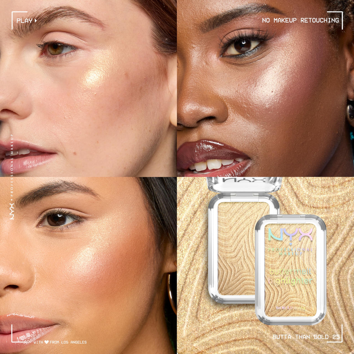 NYX PROFESSIONAL MAKEUP applying highlighter to cheekbone for luminous definition