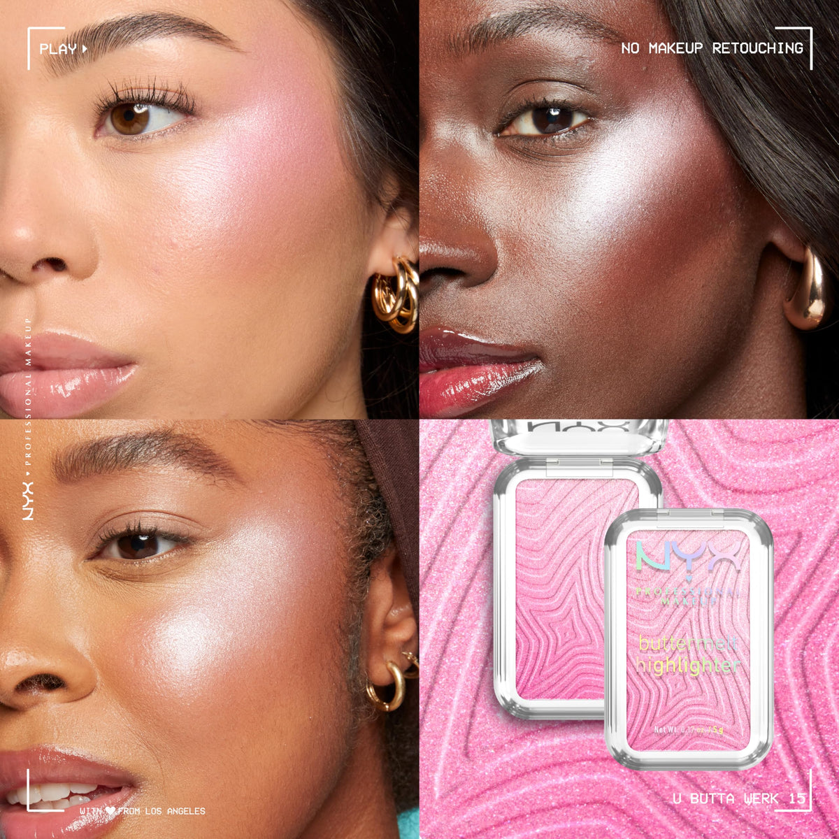 NYX Buttermelt applied on cheekbone highlighting natural radiance and long-wear benefit