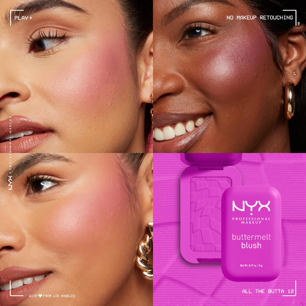 NYX PROFESSIONAL MAKEUP blush applied on cheeks showing natural finish benefit