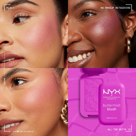 NYX PROFESSIONAL MAKEUP blush applied on cheeks showing natural finish benefit