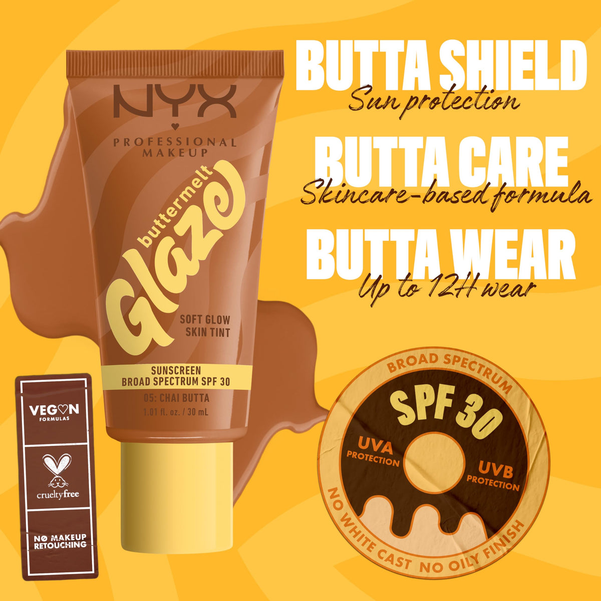 NYX PROFESSIONAL MAKEUP label detail displaying SPF 30 and ingredient focus