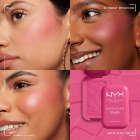 NYX PROFESSIONAL MAKEUP blush layered with bronzer demonstrating seamless blending benefit