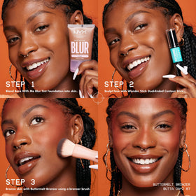 NYX PROFESSIONAL MAKEUP blended product on neck and décolleté showing seamless finish