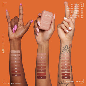 NYX PROFESSIONAL MAKEUP model with bronzer on cheeks showing natural warmth