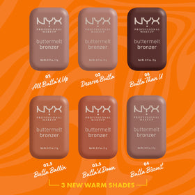 NYX PROFESSIONAL MAKEUP close-up of bronzer pan revealing smooth, blendable texture