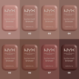 NYX PROFESSIONAL MAKEUP bronzer shown next to common items for size reference