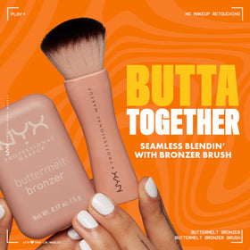 NYX PROFESSIONAL MAKEUP bronzer staged with foundation and blush for coordinated finish benefit