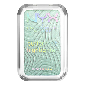 NYX PROFESSIONAL MAKEUP bottle-front packaging showing mint green shimmer and compact design