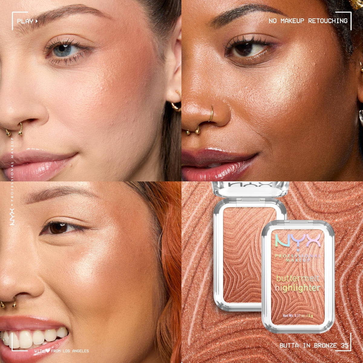 NYX PROFESSIONAL MAKEUP open compact showing shade label and compact design benefit