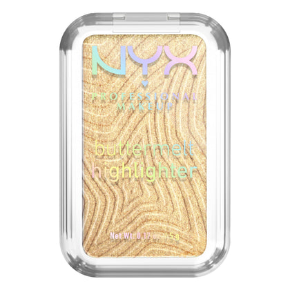 NYX PROFESSIONAL MAKEUP front compact showing buttery gold finish and easy portability