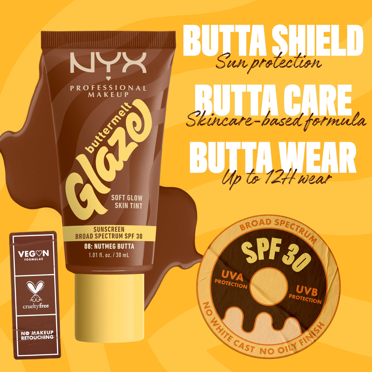 NYX Buttermelt Glaze bottle in hand to show size and scale for travel