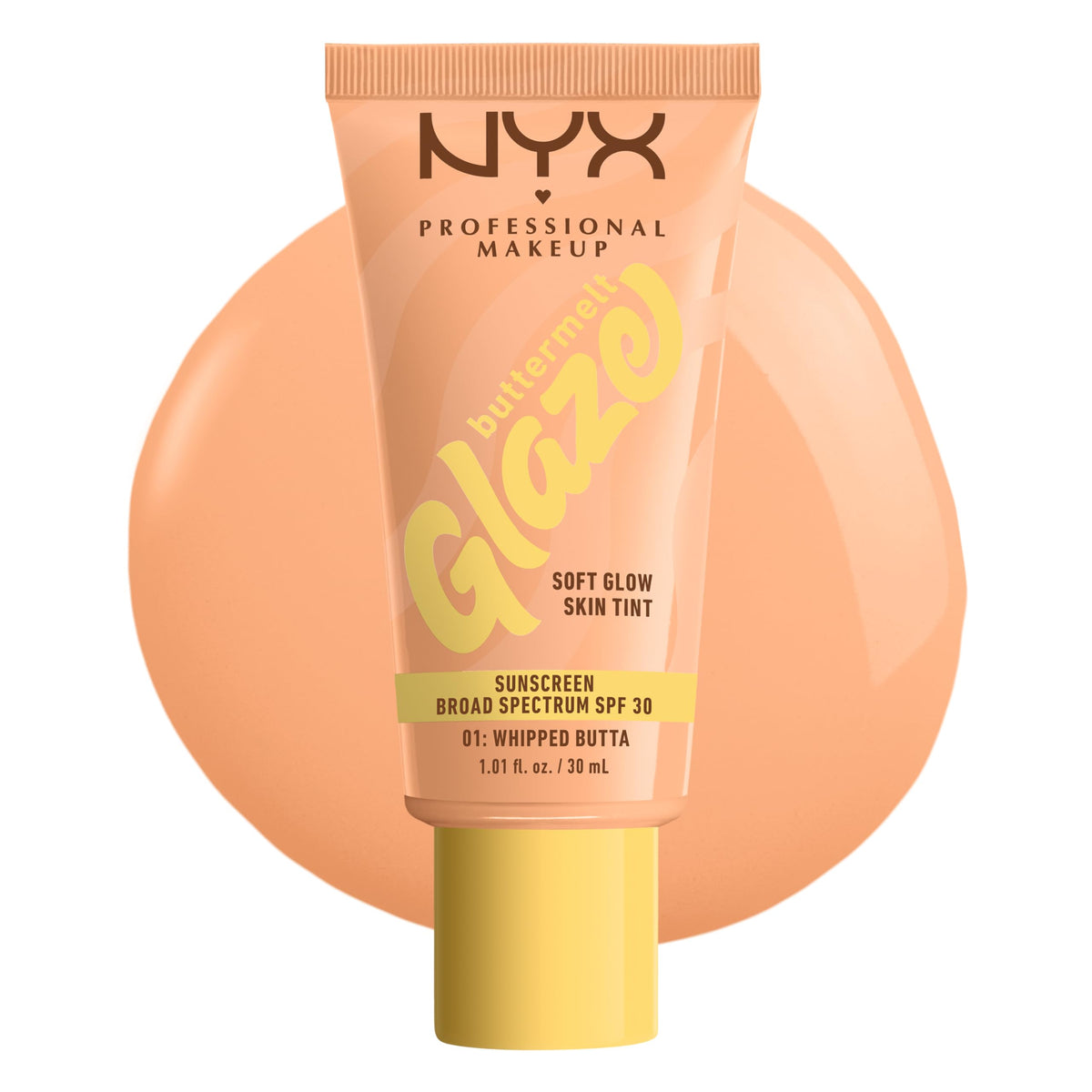 NYX Buttermelt Glaze front packaging showing product and shade