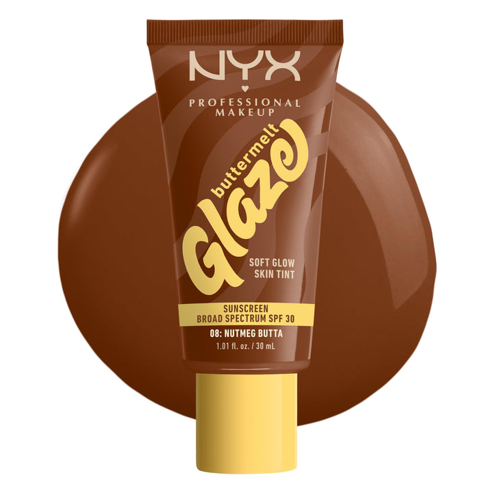 NYX Buttermelt Glaze front packaging showing shade and SPF 30 protection
