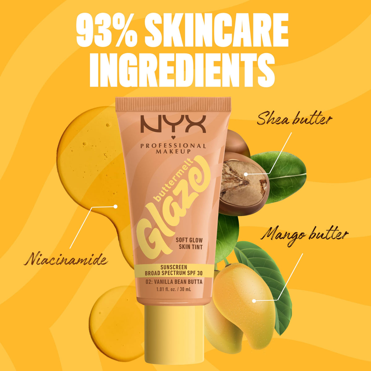 NYX PROFESSIONAL MAKEUP ingredient label showing SPF 30 protection benefit