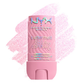 NYX PROFESSIONAL MAKEUP front packaging showing the Buttermelt Glaze Stix benefit for easy grab-and-go glow