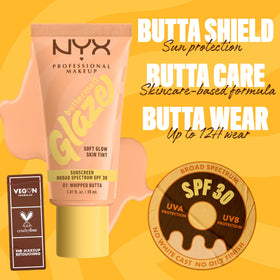 NYX Buttermelt Glaze swatches on arm showing shade 01 Whipped Butta