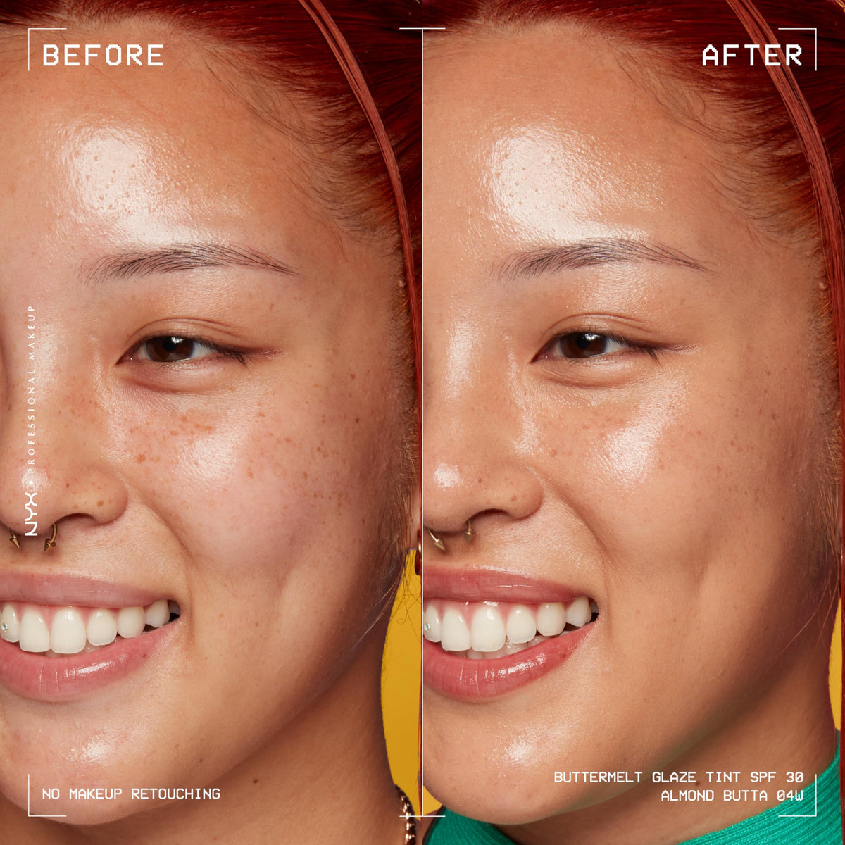 NYX PROFESSIONAL MAKEUP close-up of glossy texture highlighting hydrating finish