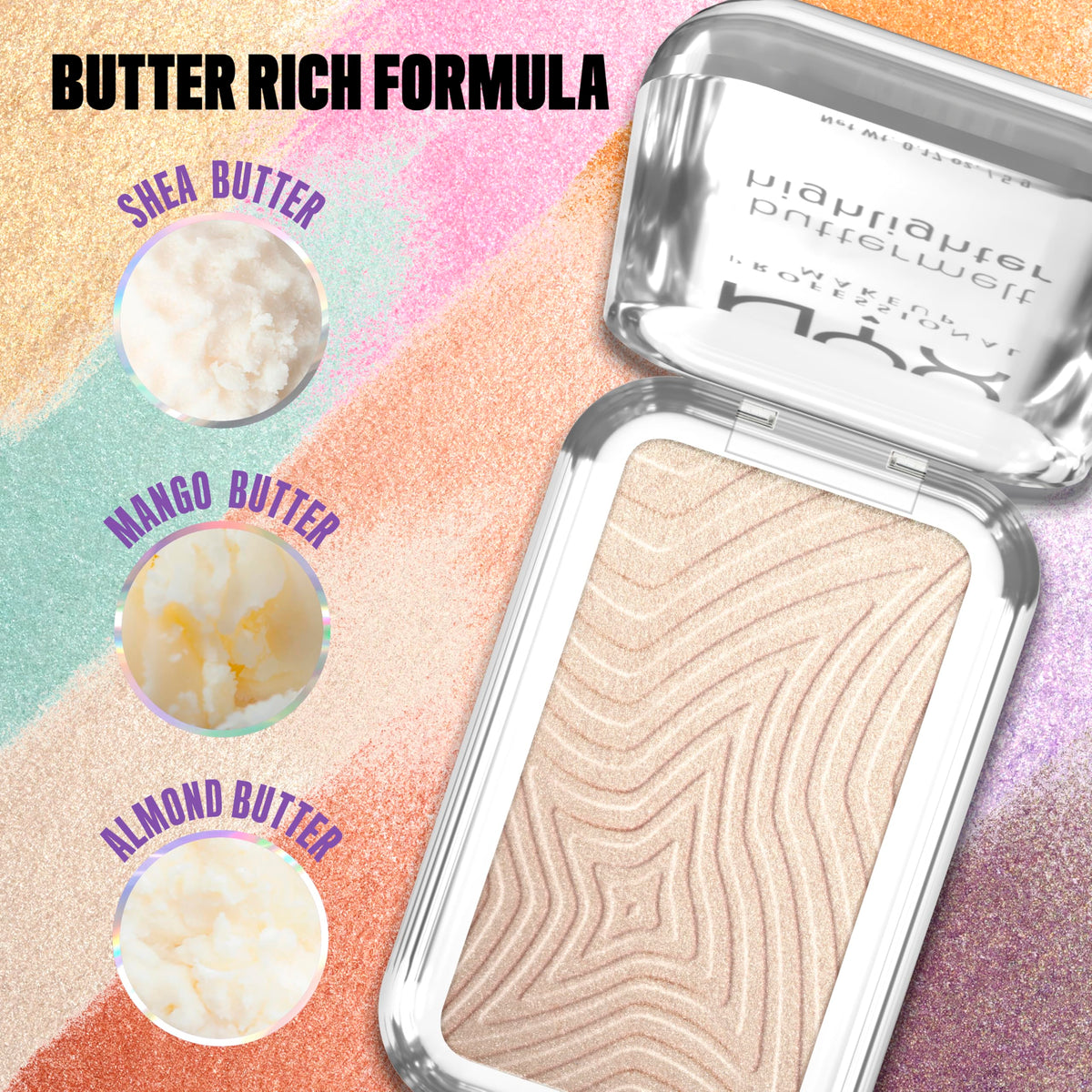 NYX PROFESSIONAL MAKEUP size comparison with coin showing compact portability benefit
