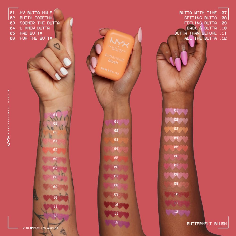 NYX PROFESSIONAL MAKEUP multiple shades flatlay illustrating shade choices