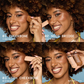 NYX PROFESSIONAL MAKEUP row of Buttermelt shades showing mix-and-match versatility benefit