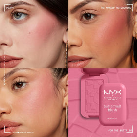 NYX Buttermelt paired with bronzer showing coordinated tones for sun-kissed finish