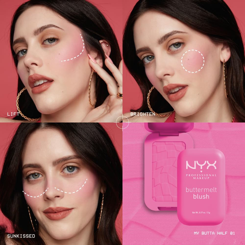 NYX PROFESSIONAL MAKEUP brush applying blush for seamless blend