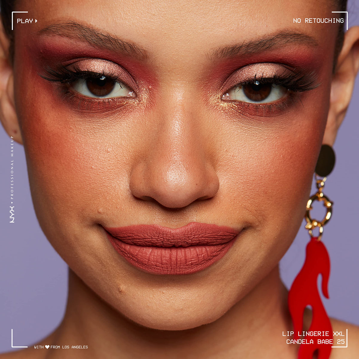 NYX PROFESSIONAL MAKEUP lip close-up wearing Candela Babe revealing matte coverage and definition