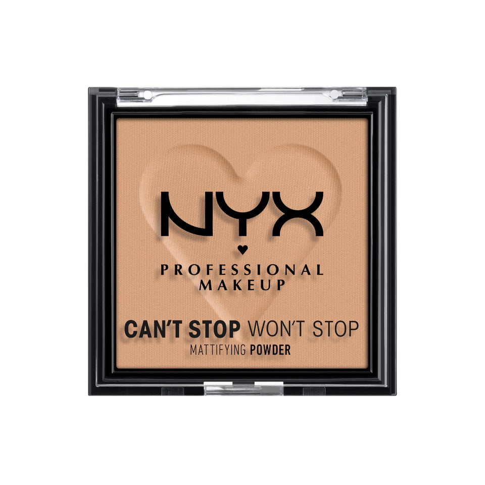 NYX PROFESSIONAL MAKEUP front view of compact showing clean branding and portability
