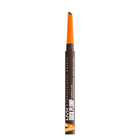 NYX PROFESSIONAL MAKEUP front packaging showing Dark Brown shade and branding benefit long-wear