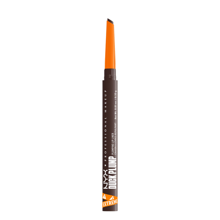 NYX PROFESSIONAL MAKEUP front packaging showing Dark Brown shade and branding benefit long-wear