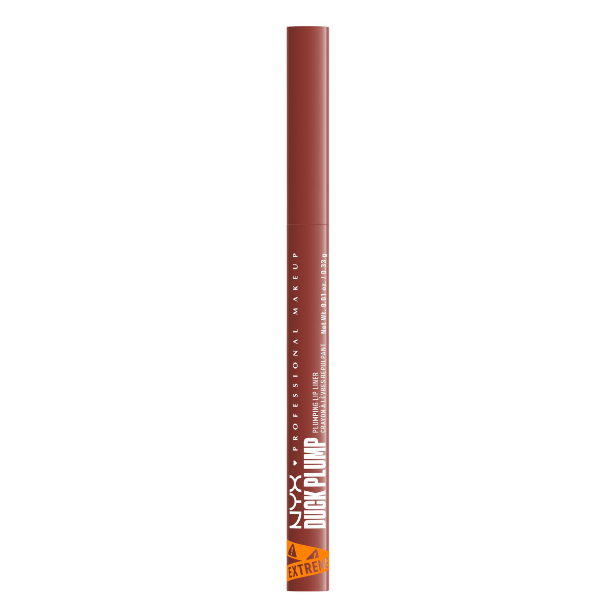 NYX PROFESSIONAL MAKEUP lip pencil beside ruler showing compact travel-friendly size and control