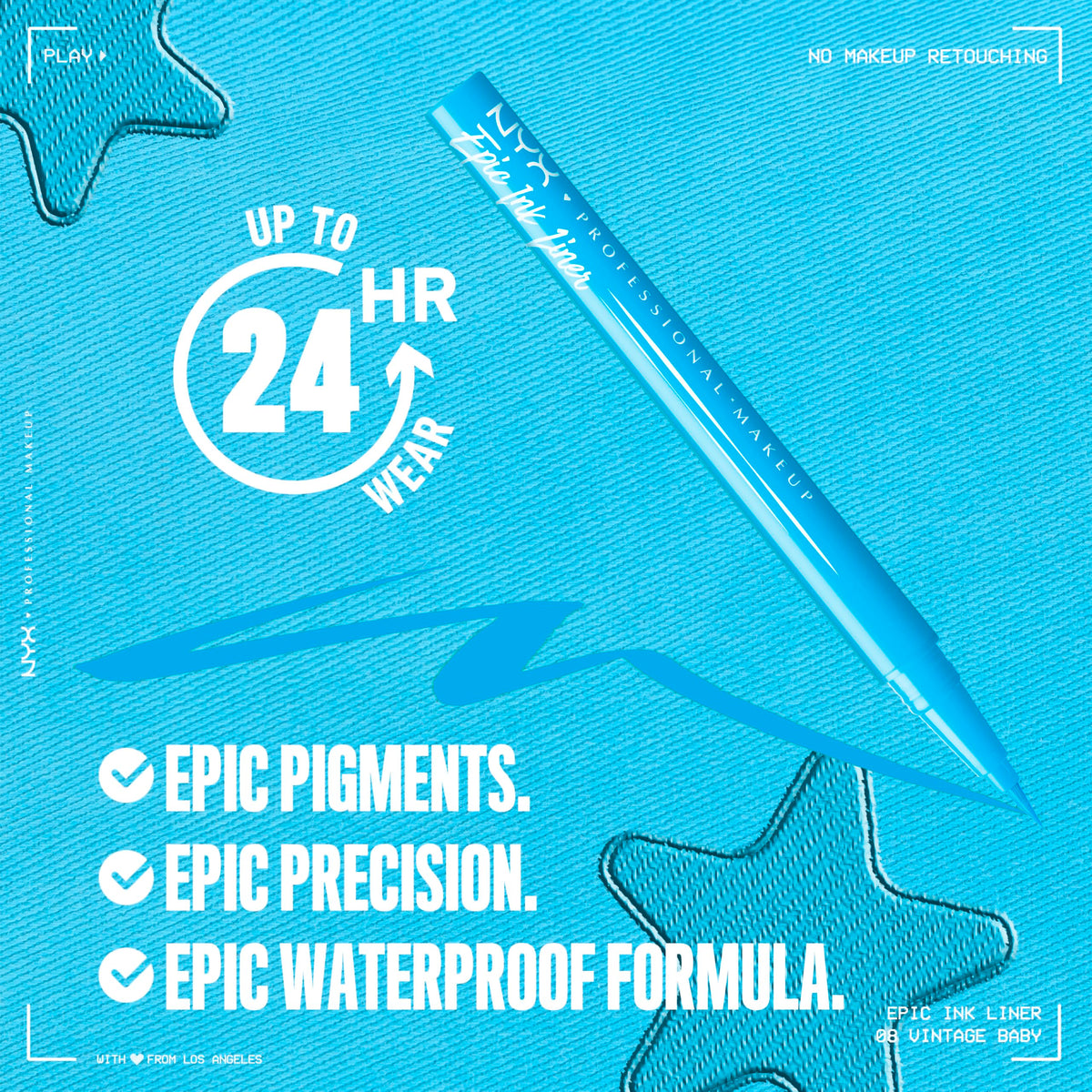 NYX Epic Ink applicator tip close-up demonstrating precise flexible tip for control