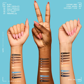 NYX PROFESSIONAL MAKEUP applying eyeliner on eyelid for a crisp wing effect