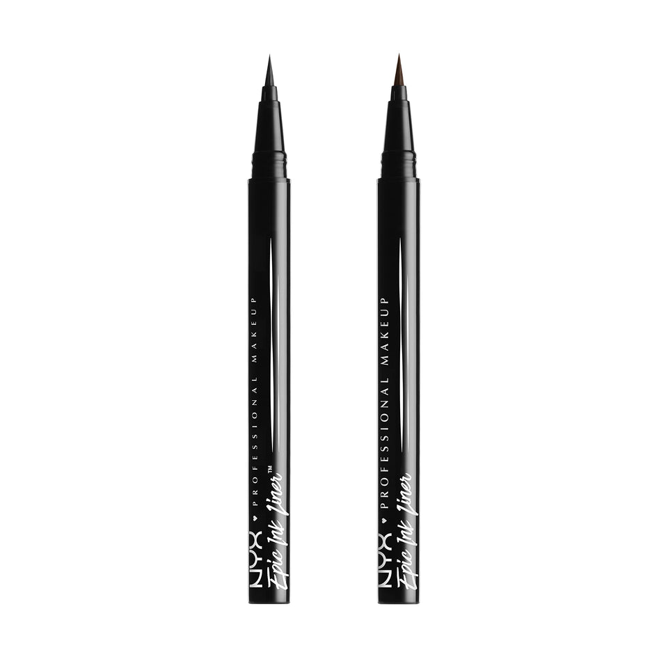 NYX PROFESSIONAL MAKEUP front packaging showing two black liners and product benefit