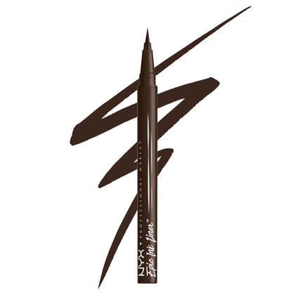 NYX PROFESSIONAL MAKEUP front packaging showing dark chocolate shade and benefit of long wear