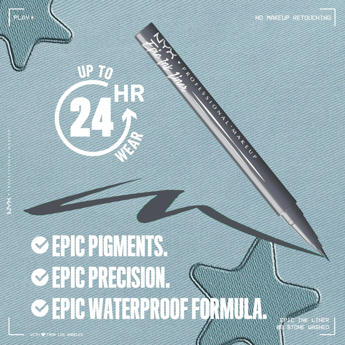 NYX PROFESSIONAL MAKEUP precise tip close-up showing flexible nib for controlled strokes
