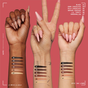 NYX PROFESSIONAL MAKEUP swatch of Graham Cracker on arm showing matte finish