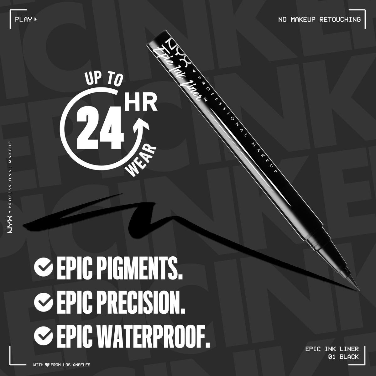NYX PROFESSIONAL MAKEUP close-up of flexible precise tip for controlled strokes