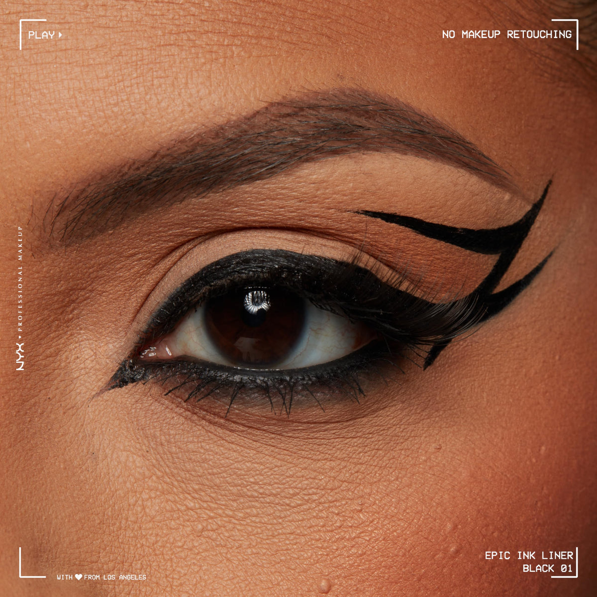 NYX PROFESSIONAL MAKEUP liner resisting water droplets demonstrating long wear