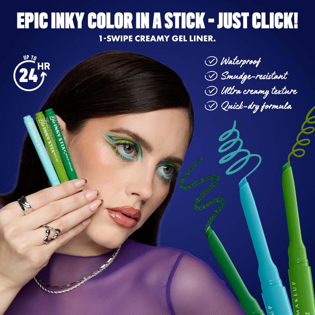 NYX PROFESSIONAL MAKEUP Epic Inky Stix tucked inside a makeup bag for portability