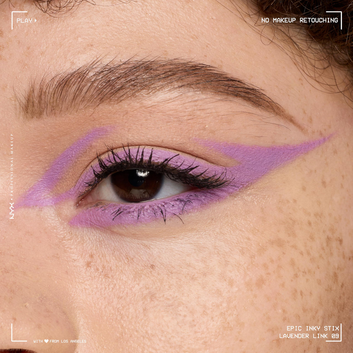 NYX PROFESSIONAL MAKEUP close-up of slanted tip demonstrating precise line control