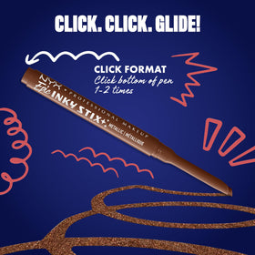 NYX Professional Makeup winged liner on model illustrating long-lasting metallic definition