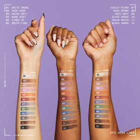 NYX PROFESSIONAL MAKEUP multiple lid swatches demonstrate shade range and depth